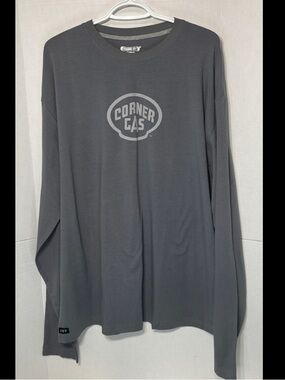 Vintage Bruzer Corner Gas CTV Men's Long Sleeve Grey Cotton Crewneck Tee